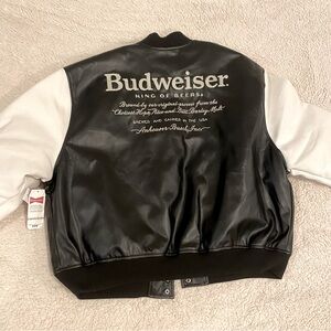 NWT Budweiser Women's Black and White Letterman’s Jacket